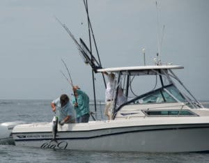 Fishing Charter with Peconic Water Sports in the Hamptons catching a Bluefish near Sag Harbor, New York