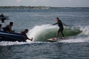 Wakesurfing charter boat with peconic water sports in Sag Harbor New York