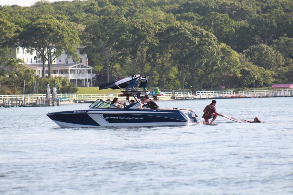 Peconic Water Sports Boat Nautique Wakeboard Charter in the Hamptons