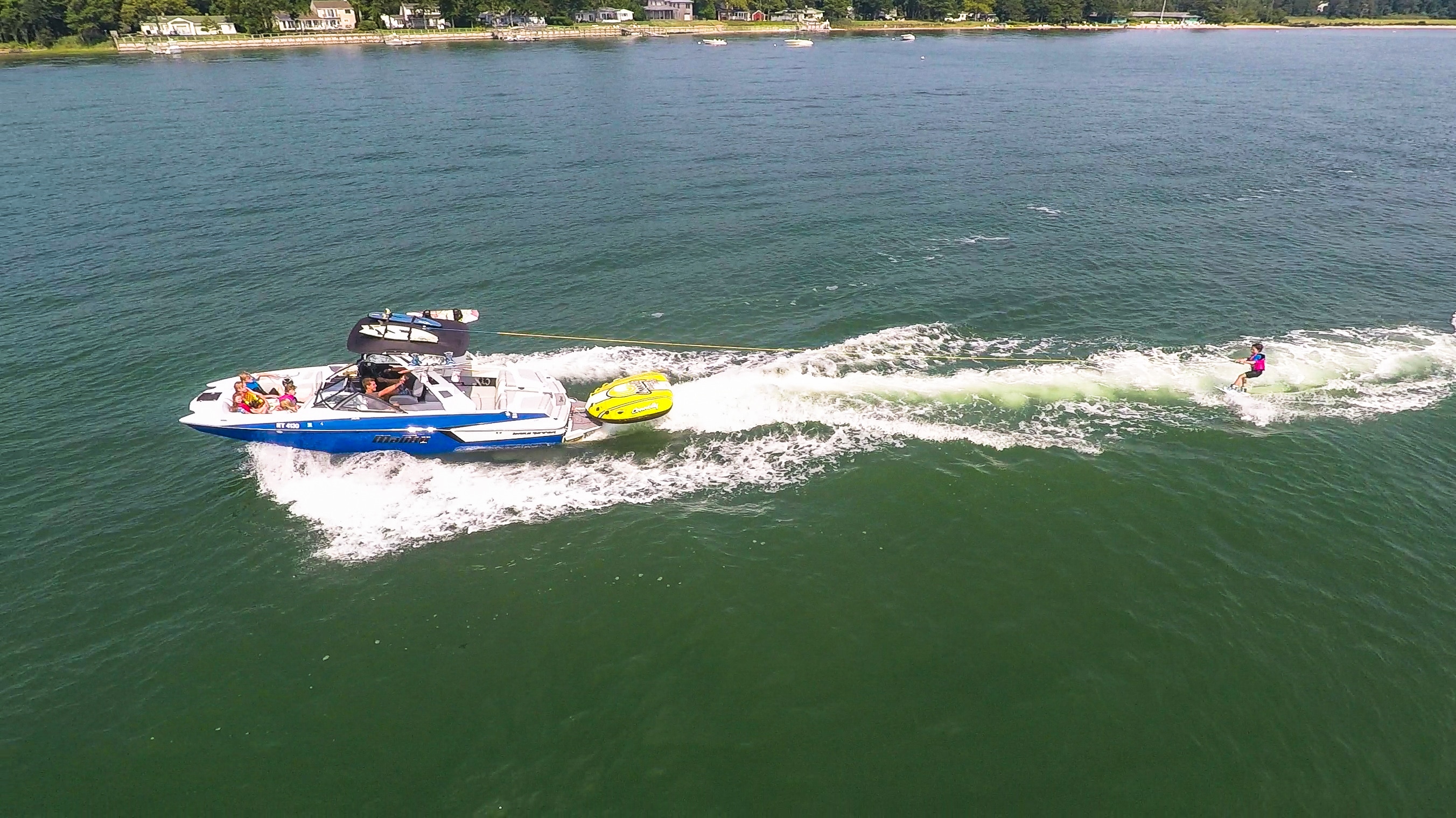 Wakeboarding and Water Skiing in Montauk New York on a Malibu Wakeboard Boat